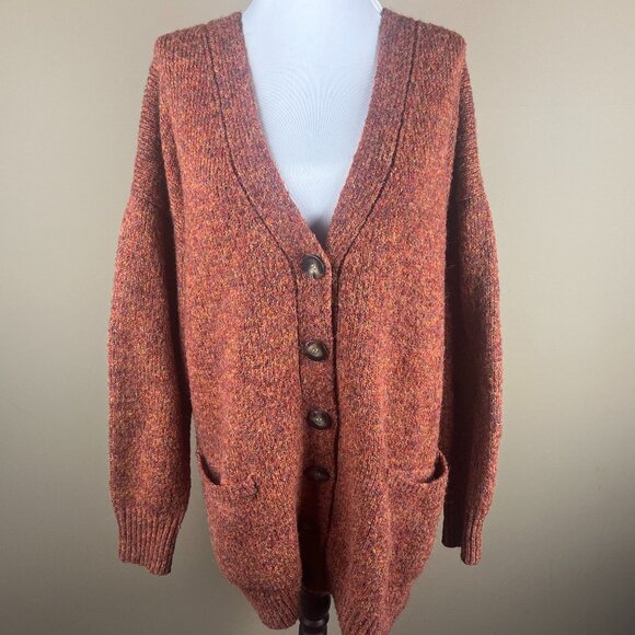 a.n.a A New Approach Long Sleeve Cardigan Sweater Plus Size 2X Burnt Orange - Picture 1 of 8